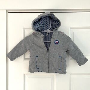 Orchestra bebe Zip up Soft Jersey Material Coat Size 3 months Gray with Stars